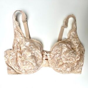 Victoria’s Secret Body By Victoria Unlined Demi Bra Floral Lace Beige 38DDD